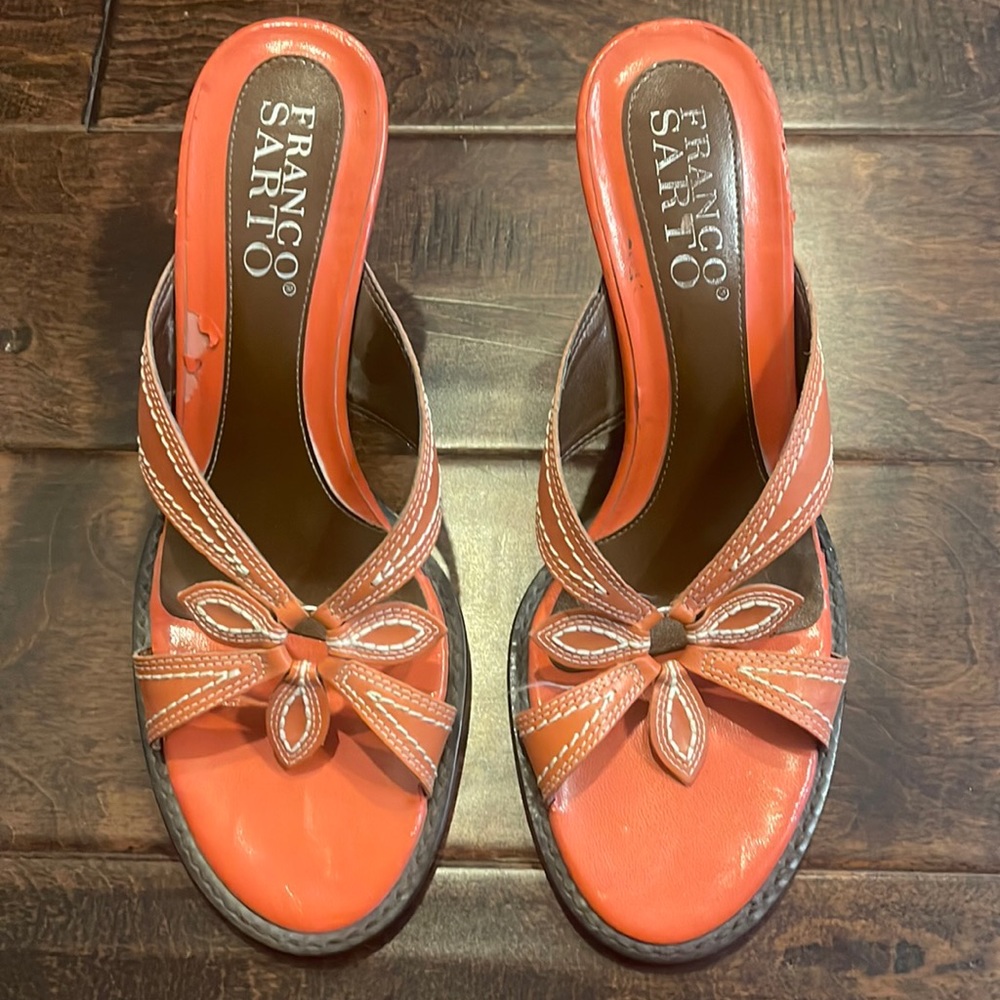 Franco Sarto heels with a flower petals detail at toe